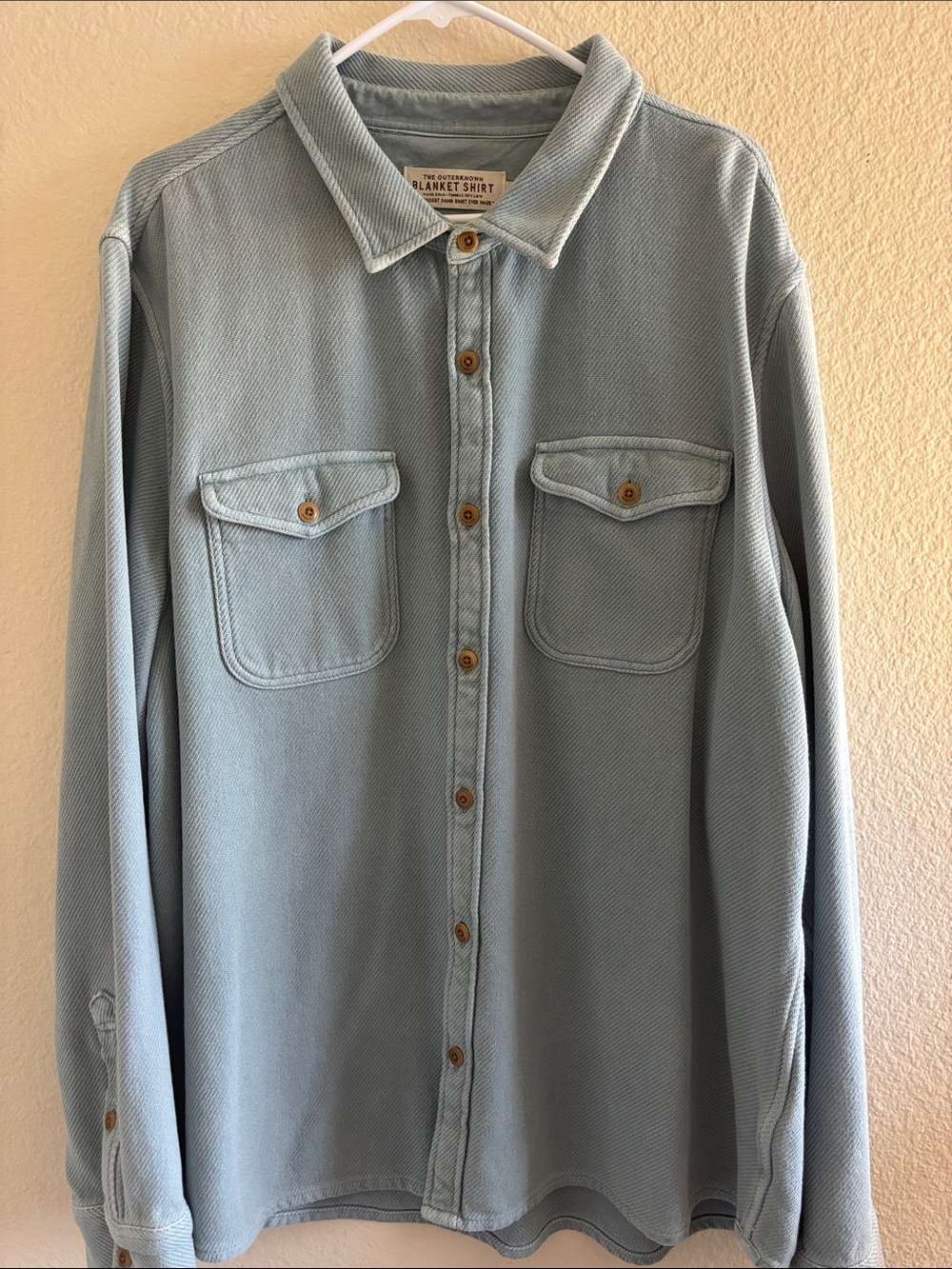 Outerknown Light Blue Button-Down Shirt with Chest Pockets